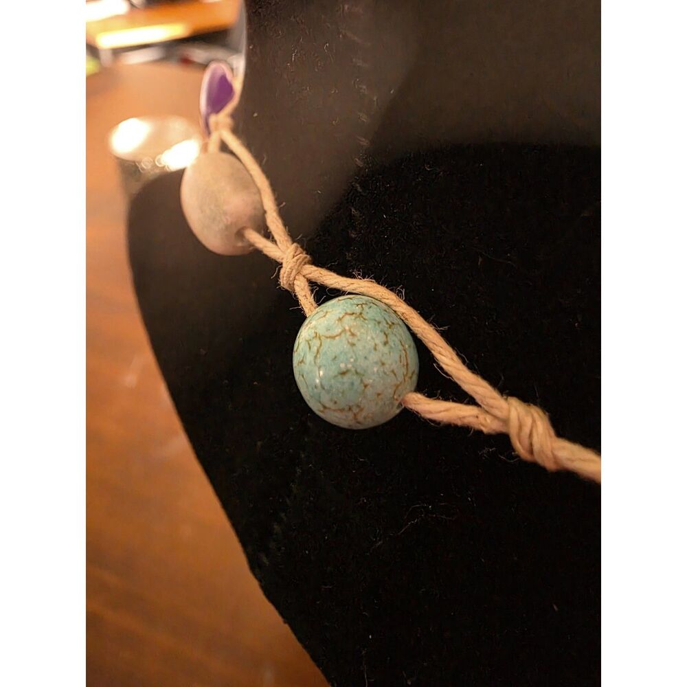 Handmade Wooden Pendant Necklace with Real Stones - Picture 2 of 6